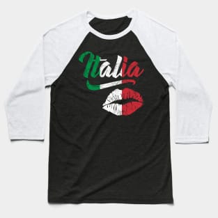 Italia Lips Kiss Flag Italy Italian Italiano Baseball T-Shirt